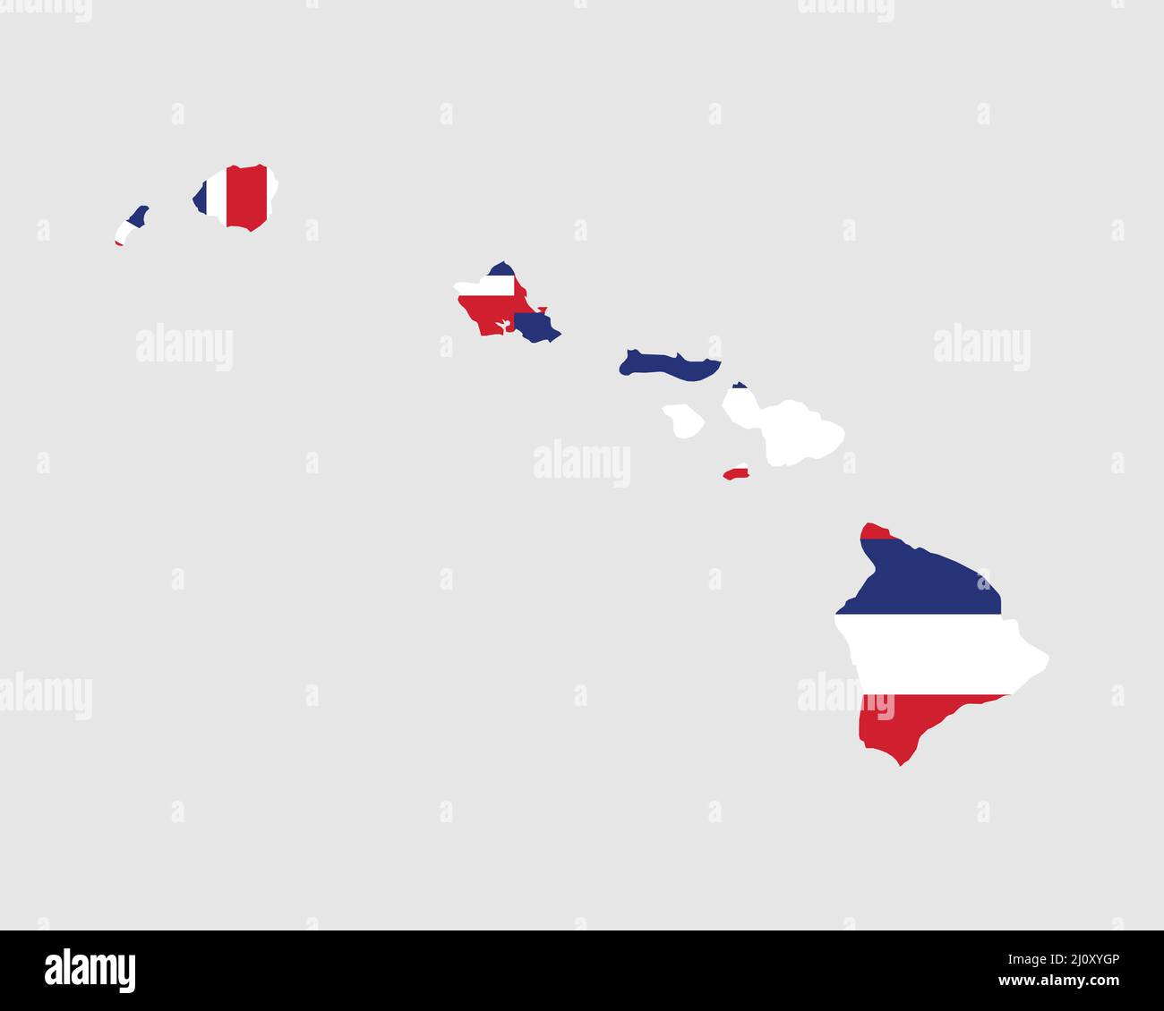 Bandera del mapa de Hawaii. Mapa Hawaii con la bandera del estado
