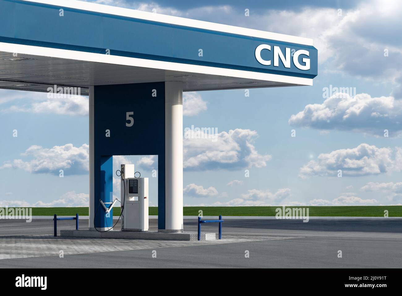 Concepto de estación de llenado de gas natural comprimido Foto de stock