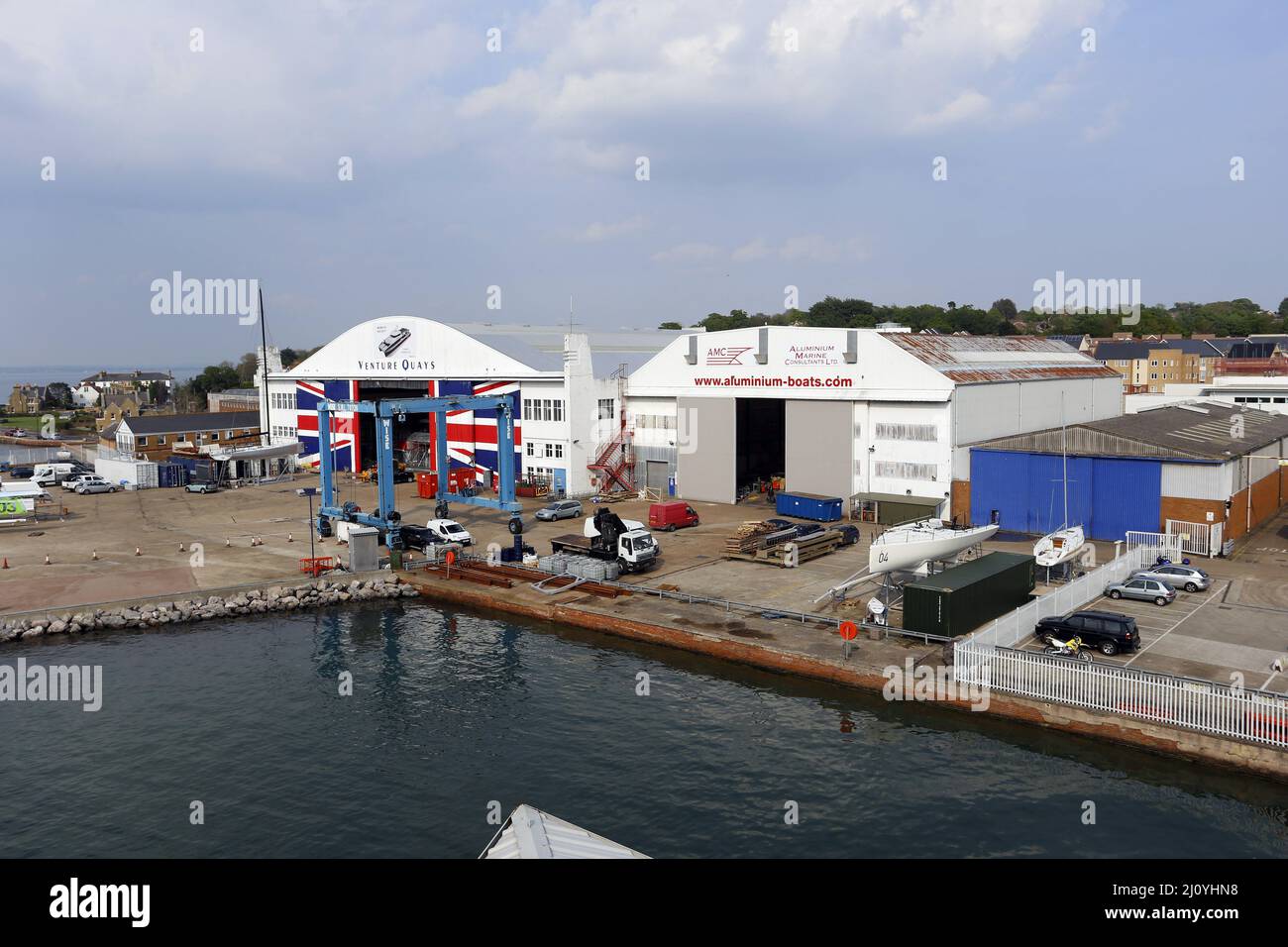 Venture Quay Boat Yard, East Cowes, Isla de Wight Foto de stock