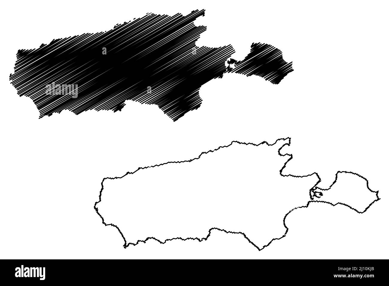 Isla Canguro (Great Australian Bight, Commonwealth of Australia) ilustración de vectores de mapa, boceto de garabatos Karta Pintingga o mapa del pueblo de Kartan Ilustración del Vector
