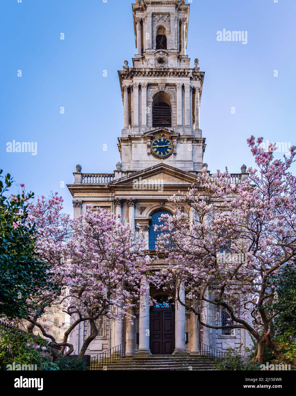 Florece en las afueras de la Iglesia de St Mary Le Strand en Londres, Reino Unido Foto de stock