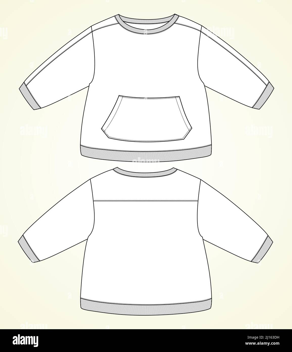 Historiador En respuesta a la Guarda la ropa Sudadera de manga larga con bolsillo Diseño técnico plano dibujo vectorial  plantilla para niños. Ropa Ropa Diseño Mock up CAD Imagen Vector de stock -  Alamy