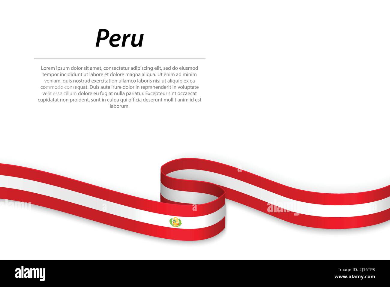 Cinta ondeando o banner con la bandera del Perú. Plantilla de diseño de  carteles del Día de la independencia Imagen Vector de stock - Alamy