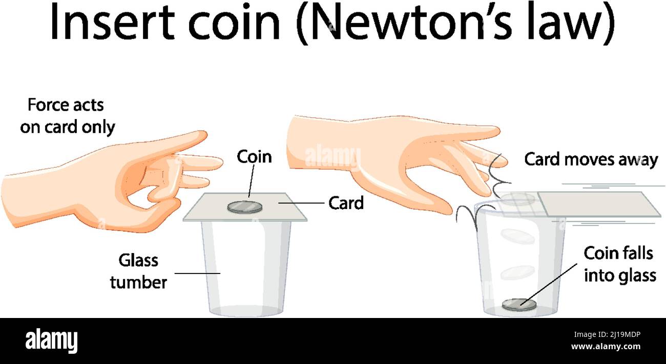 Experimento científico con la ilustración de la ley de Newton Ilustración del Vector