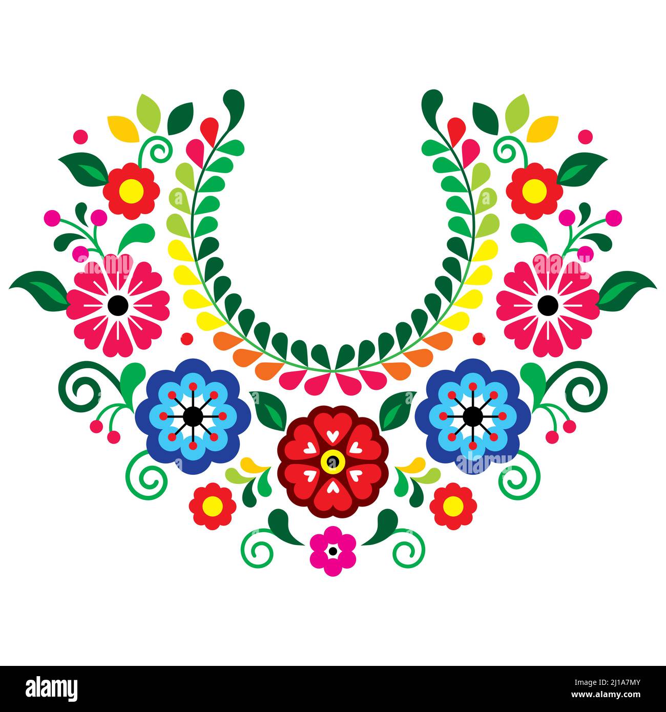 de vector estilo folklórico mexicano tradicional con flores, diseño floral en forma de inspirado bordados tradicionales de Imagen Vector de stock - Alamy