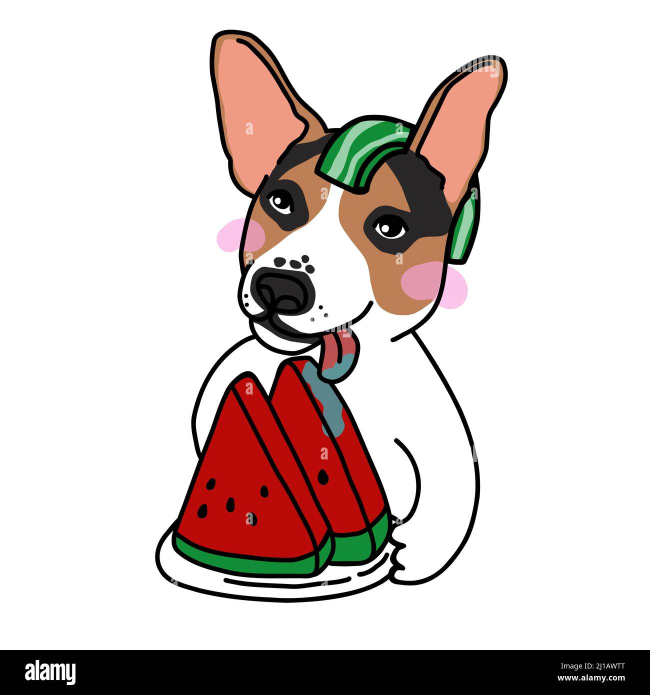 Jack Russell perro quiere comer sandía dibujos animados vectores  ilustración Imagen Vector de stock - Alamy
