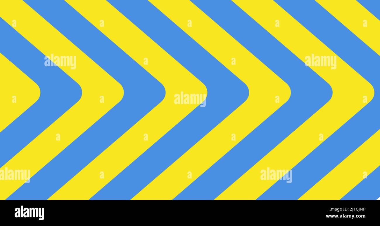 Imagen completa de símbolos de flecha con rayas azules y amarillas de ucrania Foto de stock