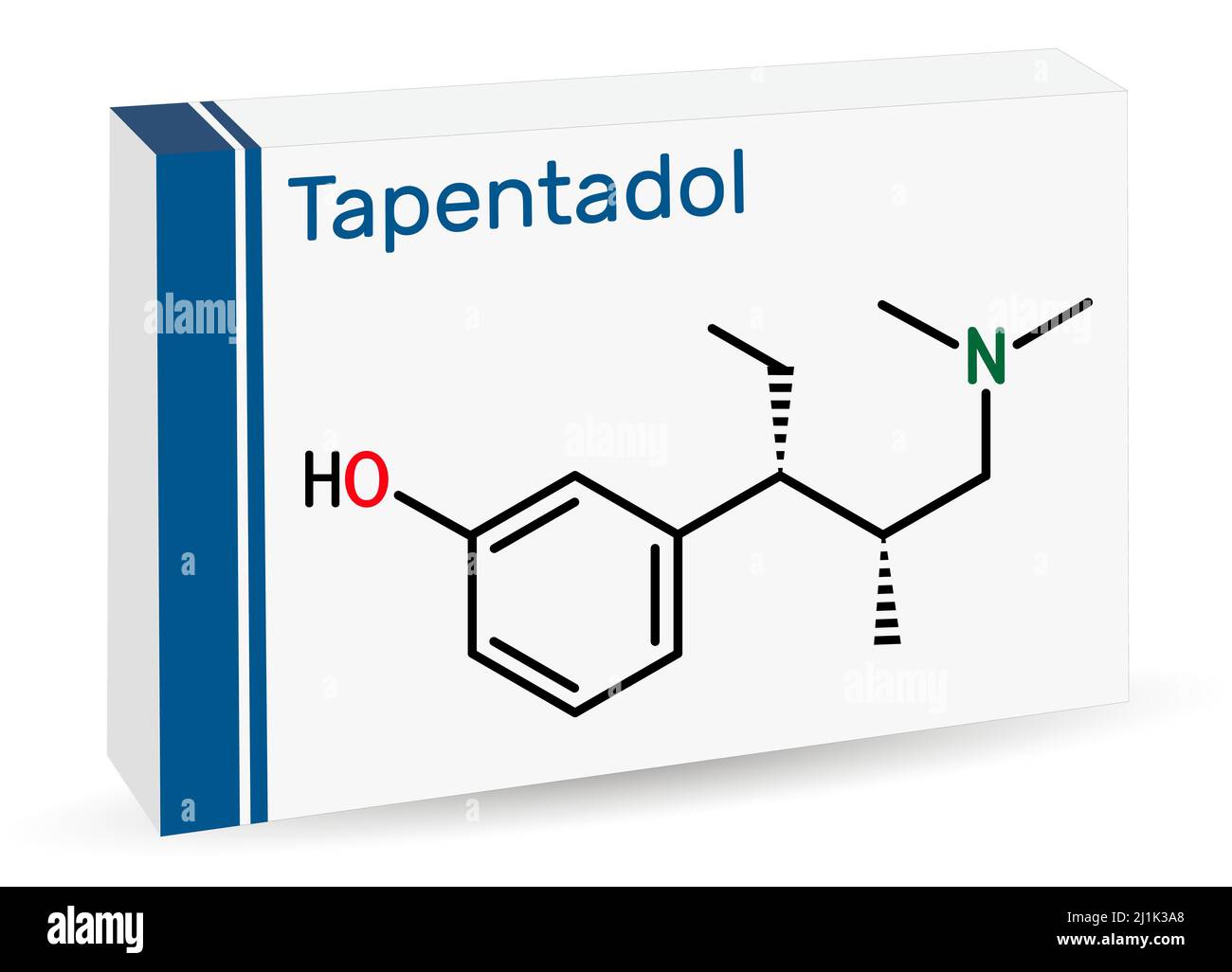 Molécula de tapentadol. Es benzenoide sintético, analgésico opioide