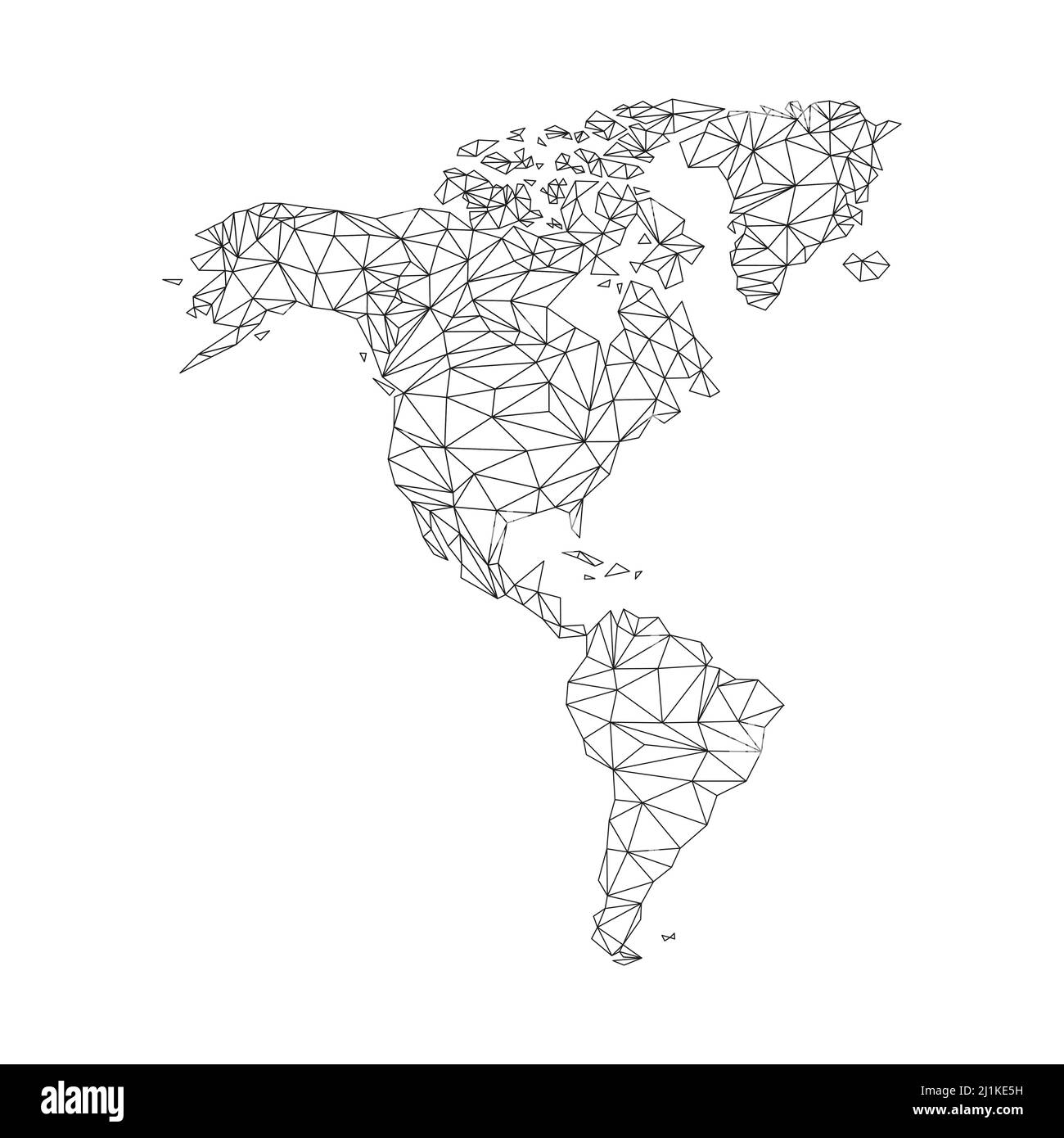 Mapa de América del Norte y del Sur. Mapa del mundo con formas triangulares. Ilustración del Vector