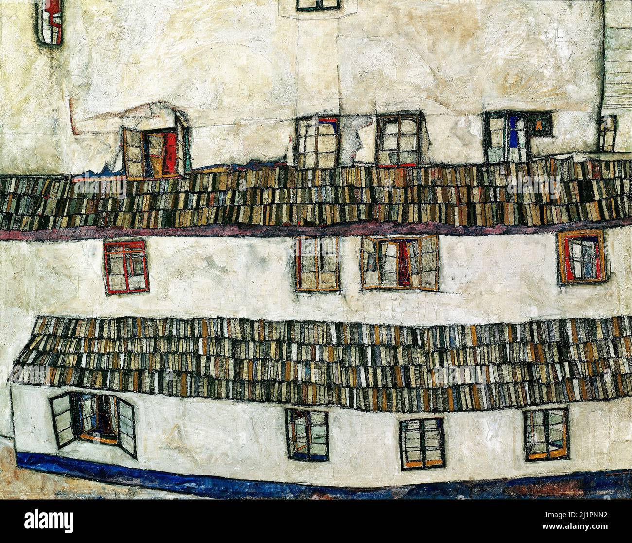 Egon Schiele - Ventanas (fachada de una casa) - 1914 Foto de stock