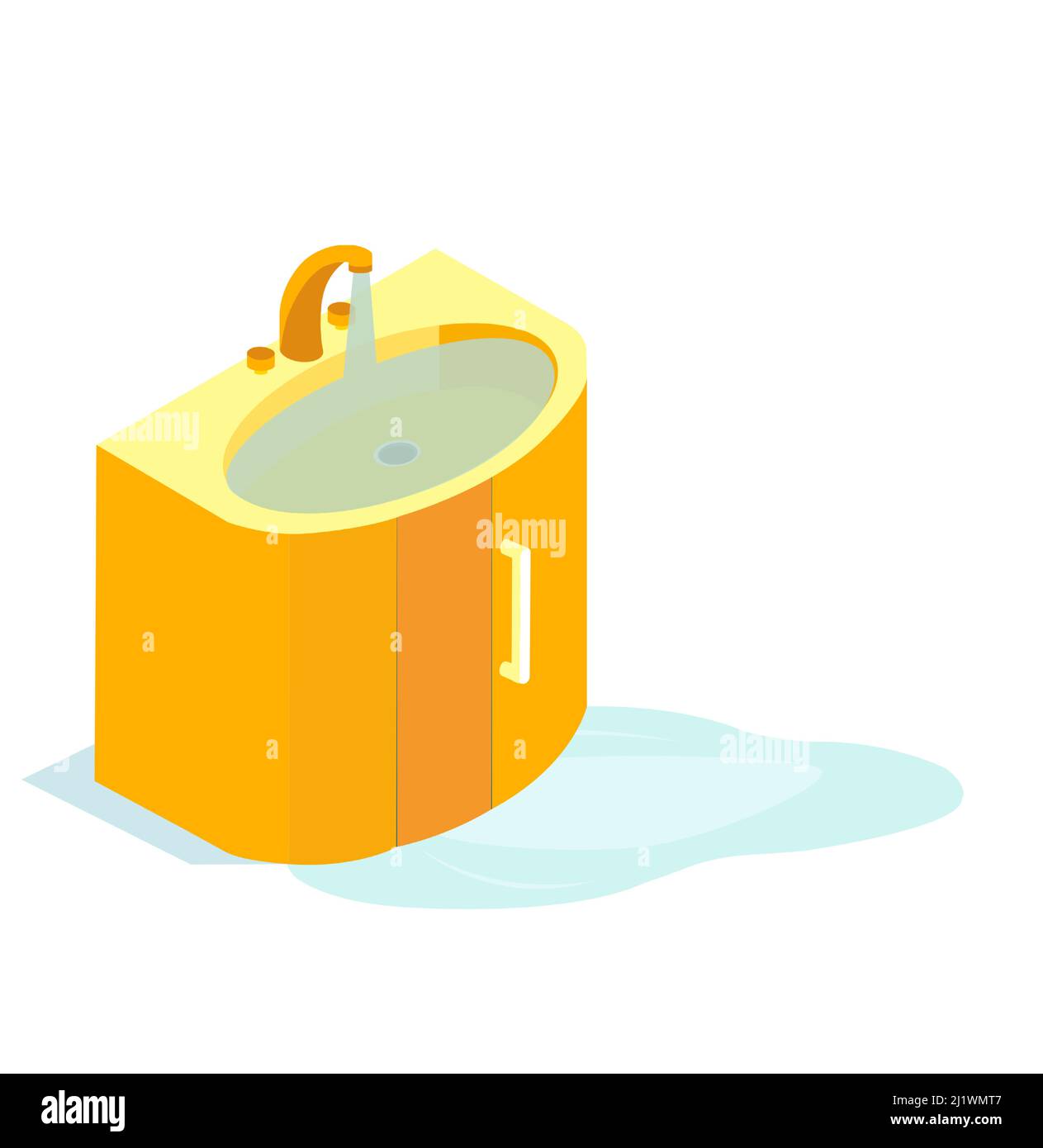 Vector de un grifo de agua defectuoso o un fregadero de la cocina obstruido Ilustración del Vector