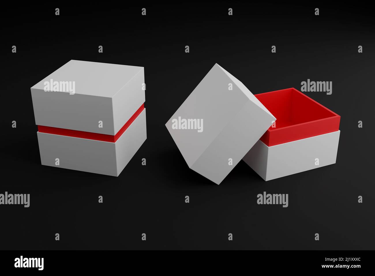 Blanco Blanco Blanco Negro Joyería Roja o Watch Box para Mockup - 3D  Ilustración Fotografía de stock - Alamy