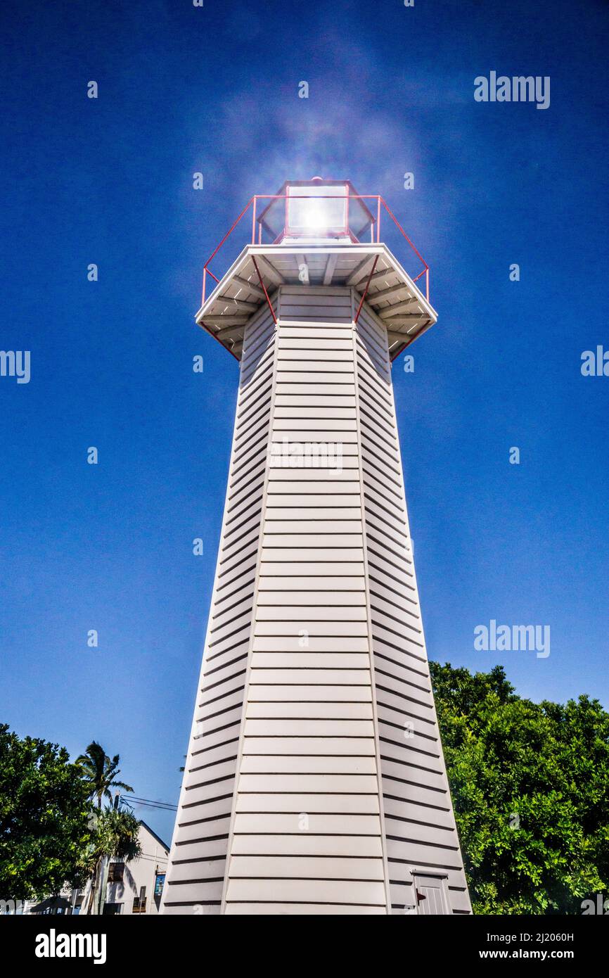 Historic Point Cleveland Light, un faro situado en el extremo noreste de Cleveland Point, Southern Moreton Bay, Cleveland, Redland City, Queen Foto de stock