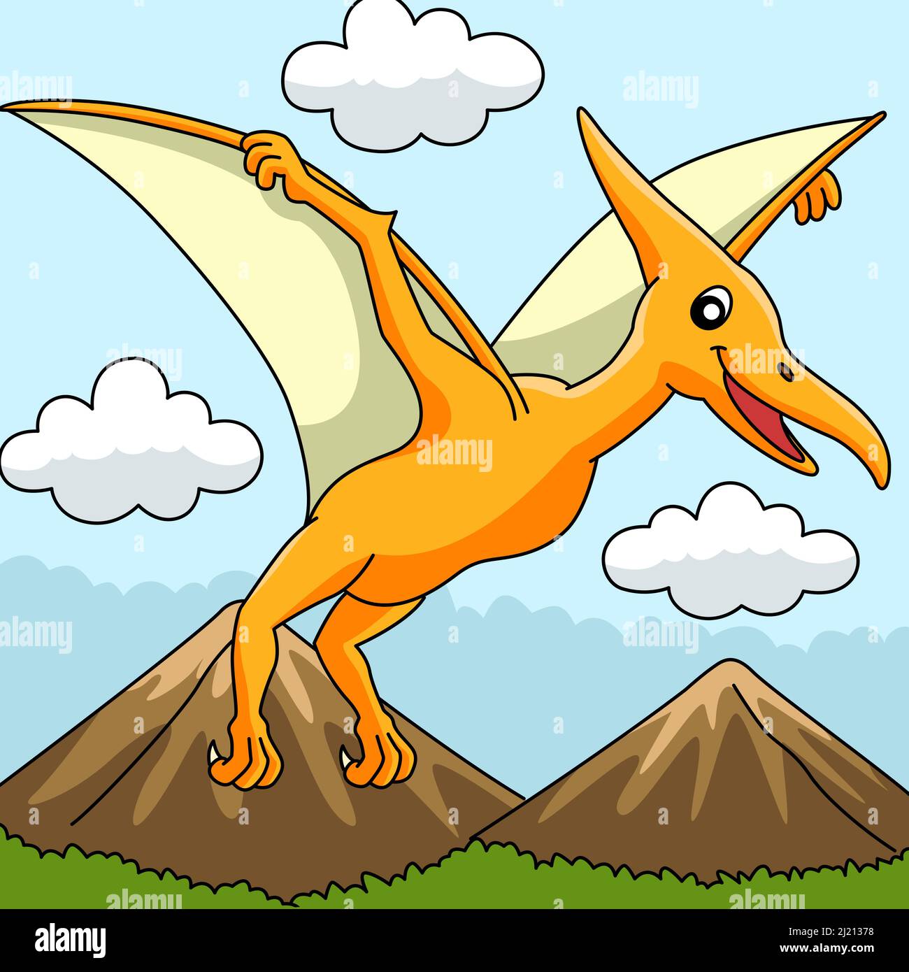 Ilustración de dibujos animados de color de los dinosaurios de pterodactyl  Imagen Vector de stock - Alamy