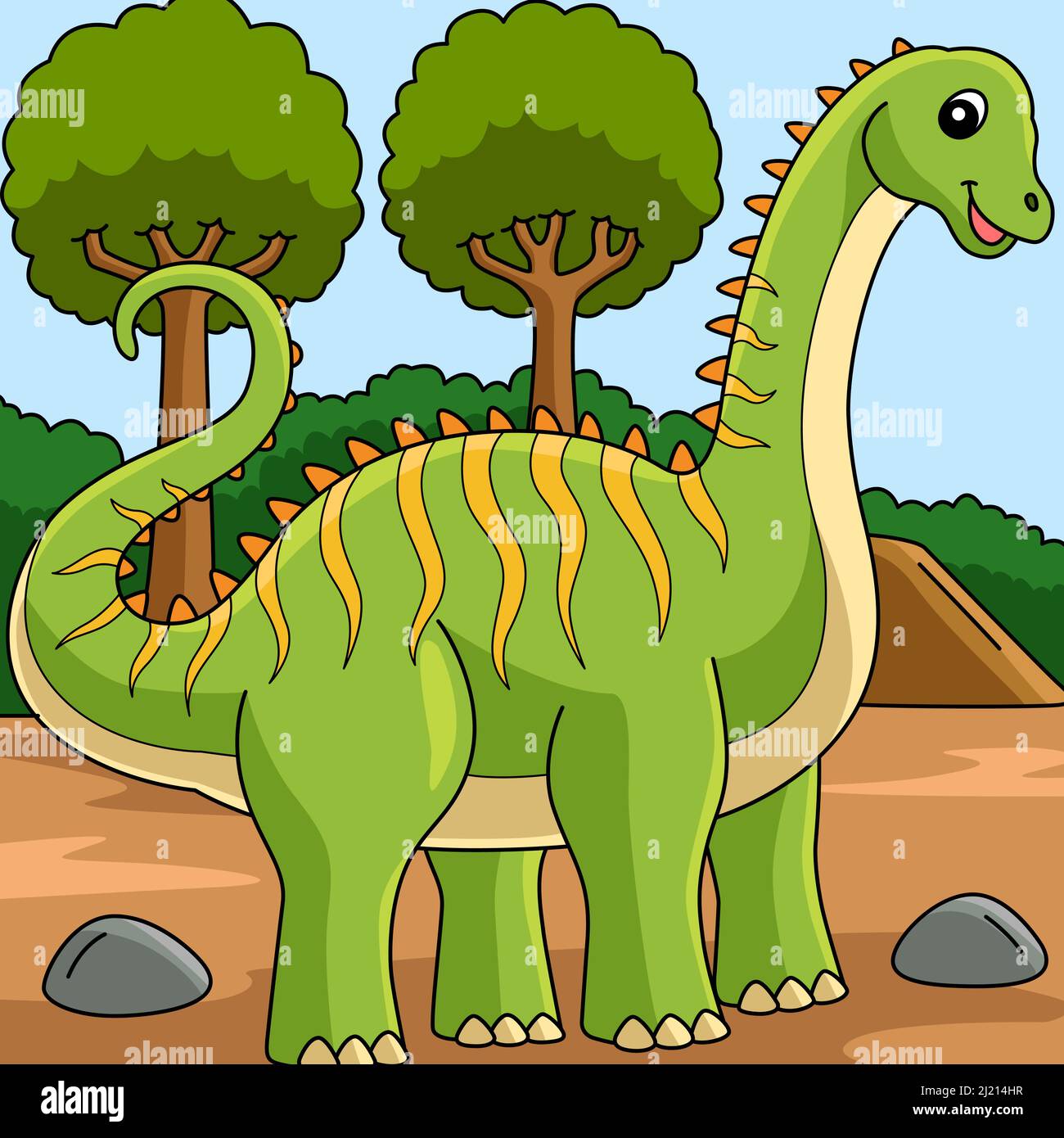 Desenhos Animados Grande Dinossauro Roxo Com Longo Diplodocus Pescoço  imagem vetorial de dualoro© 330026262