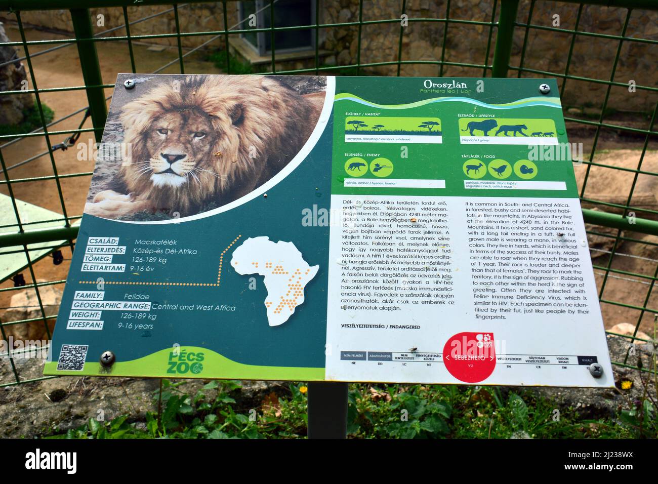 Tablero de información, Pécs Zoo & AquariumTerrarium, Pécs, Baranya