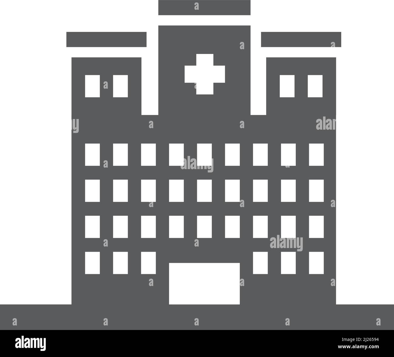 Icono del edificio del hospital. Fachada de servicio médico de la ciudad Ilustración del Vector