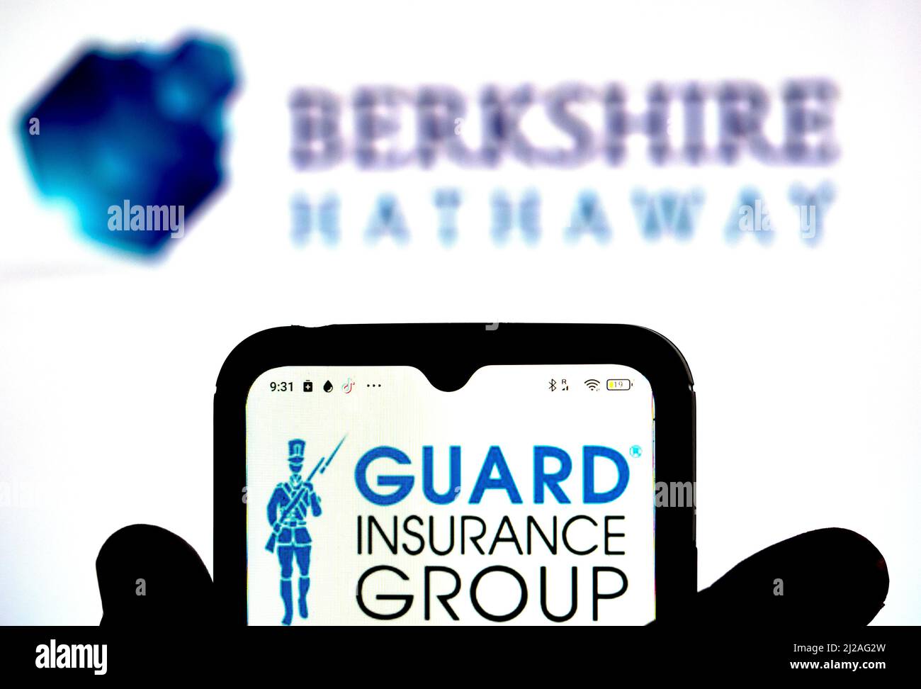En esta ilustración de la foto, el logotipo de Berkshire Hathaway GUARD
