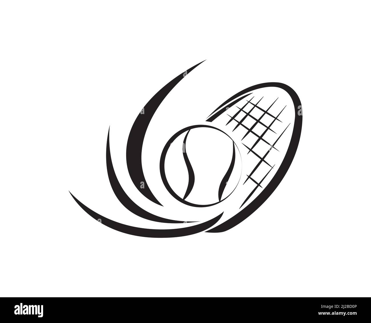 Pelota de tenis y silueta de raqueta Ilustración del Vector