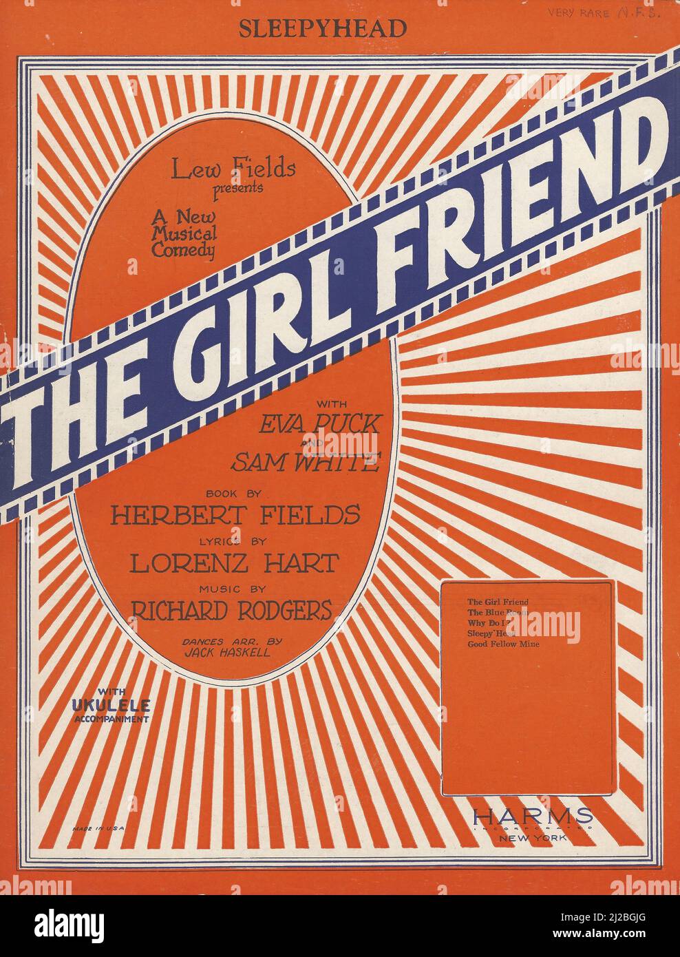 'The Girl Friend' 1926 Rodgers y Hart Musical Partituras Portada Foto de stock