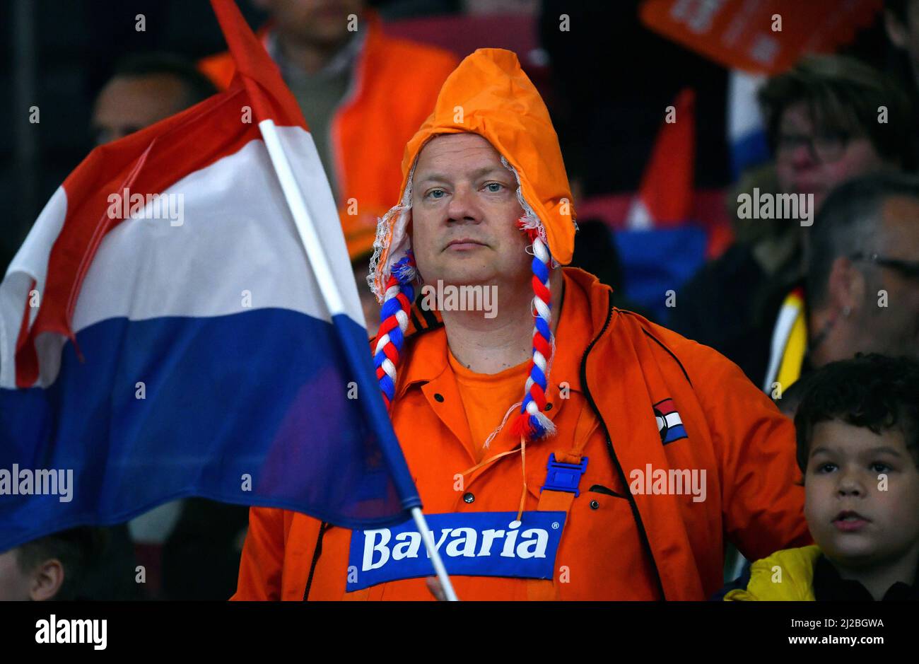 Partido amistoso, Amsterdam Arena: Países Bajos vs Alemania; fan holandés. Foto de stock