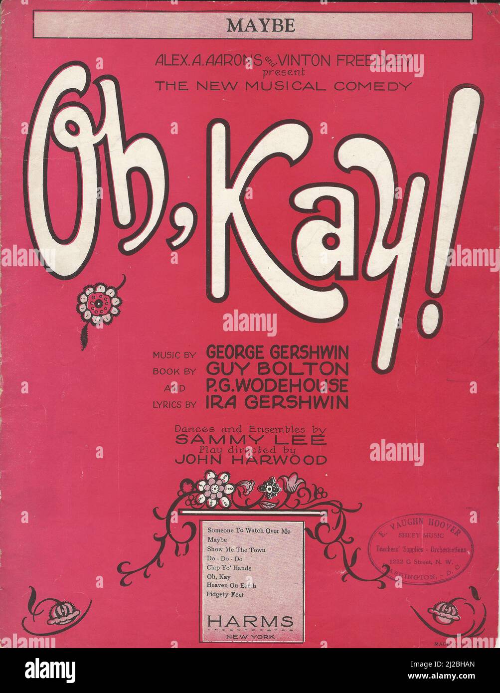 'Oh, Kay!' 1926 Portada musical de George e Ira Gershwin Foto de stock