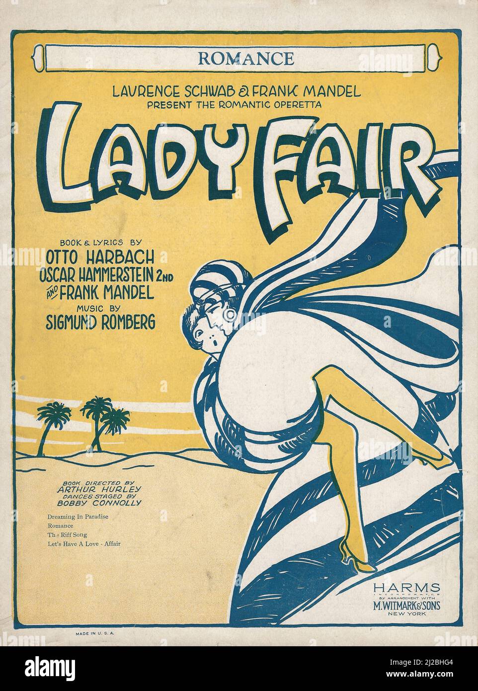 'Lady Fair' (título de 'The Desert Song') 1926 Oscar Hammerstein, Sigmund Romberg Musical Sheet Music Cover Foto de stock