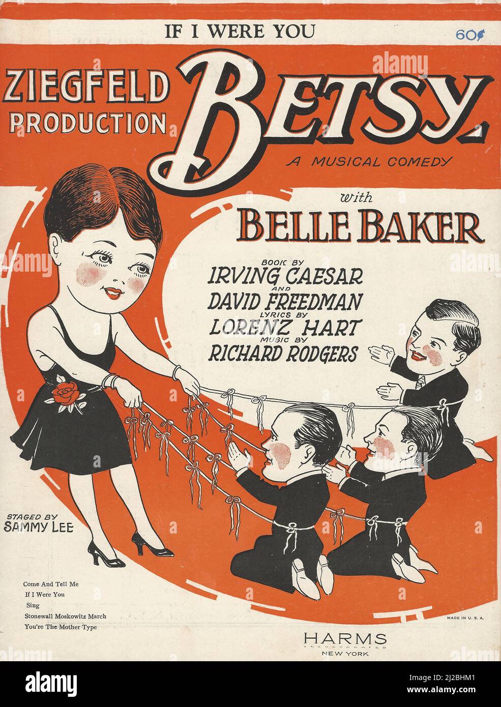 'Betsy' 1926 Ziegfeld, Rodgers and Hart, Belle Barker Musical Partituras Portada Foto de stock