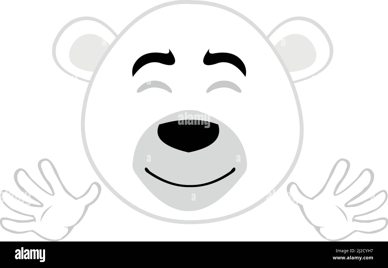 Ilustración vectorial de la cara de un oso polar con una expresión feliz y ondeando con sus manos Ilustración del Vector