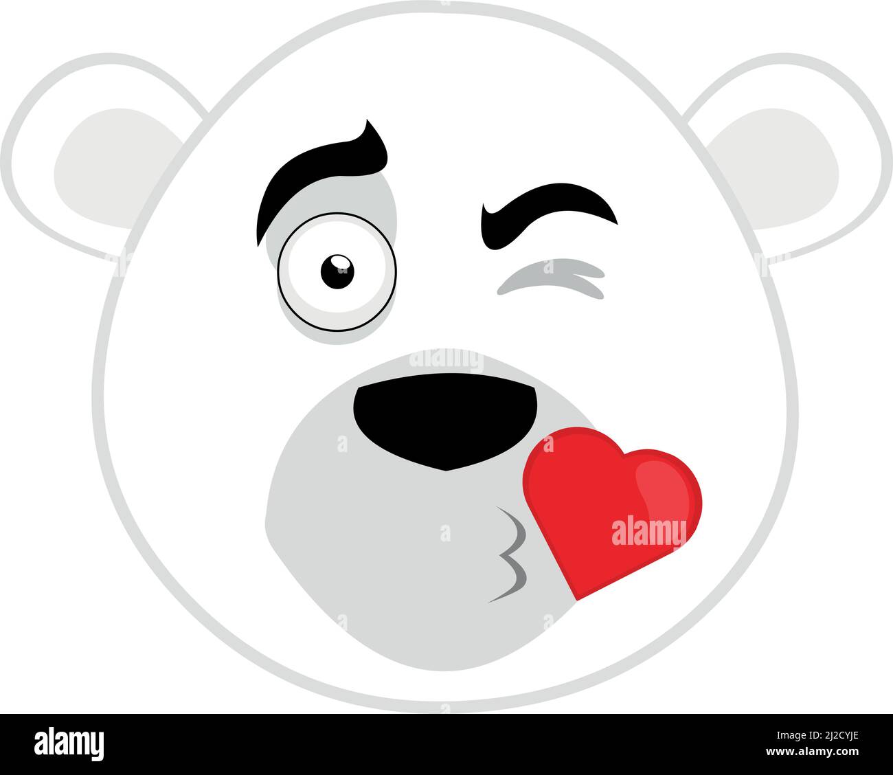 Ilustración vectorial de una cara de oso polar de dibujos animados que da un beso en forma de corazón Ilustración del Vector