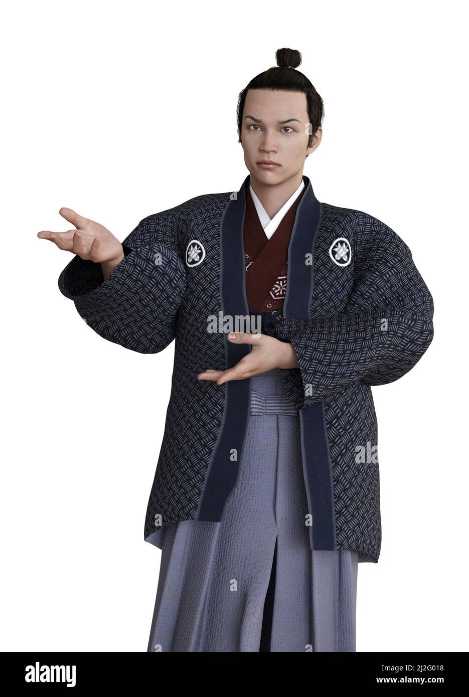 El joven usa hakama y haori, ropa tradicional japonesa vintage. 3D Ilustración Fotografía de stock - Alamy