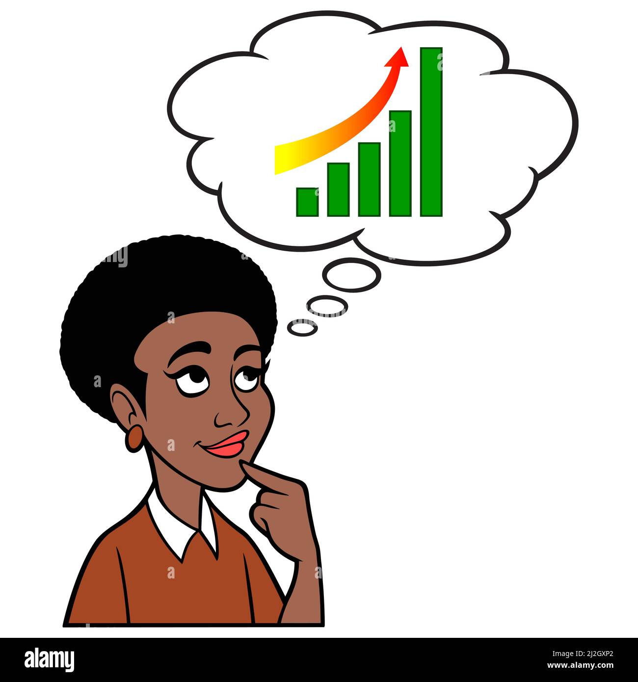 Black Woman Pensando en las Ganancias del Mercado de Valores - Una  ilustración de dibujos animados de una Mujer Negra pensando en las  Ganancias del Mercado de Valores Imagen Vector de stock -