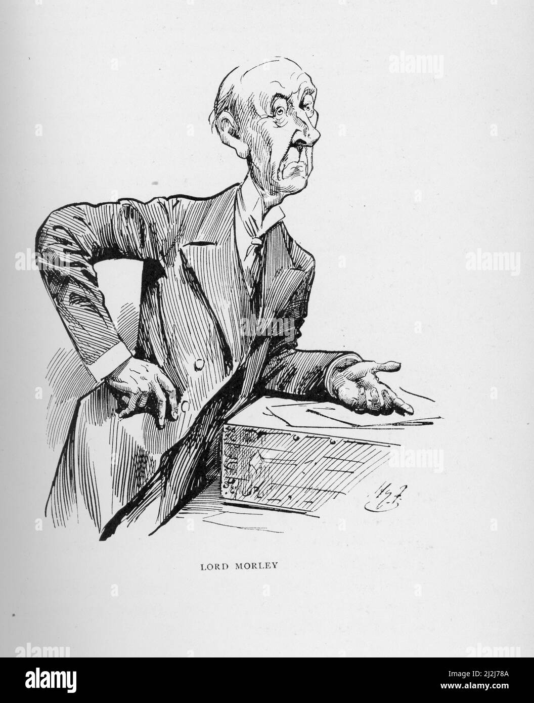 Lord Morley, 1924. Por Harry Furniss (1854-1925). John Morley, 1st Viscount Morley de Blackburn (1838-1923), estadista liberal británico, escritor y editor de periódicos. Foto de stock