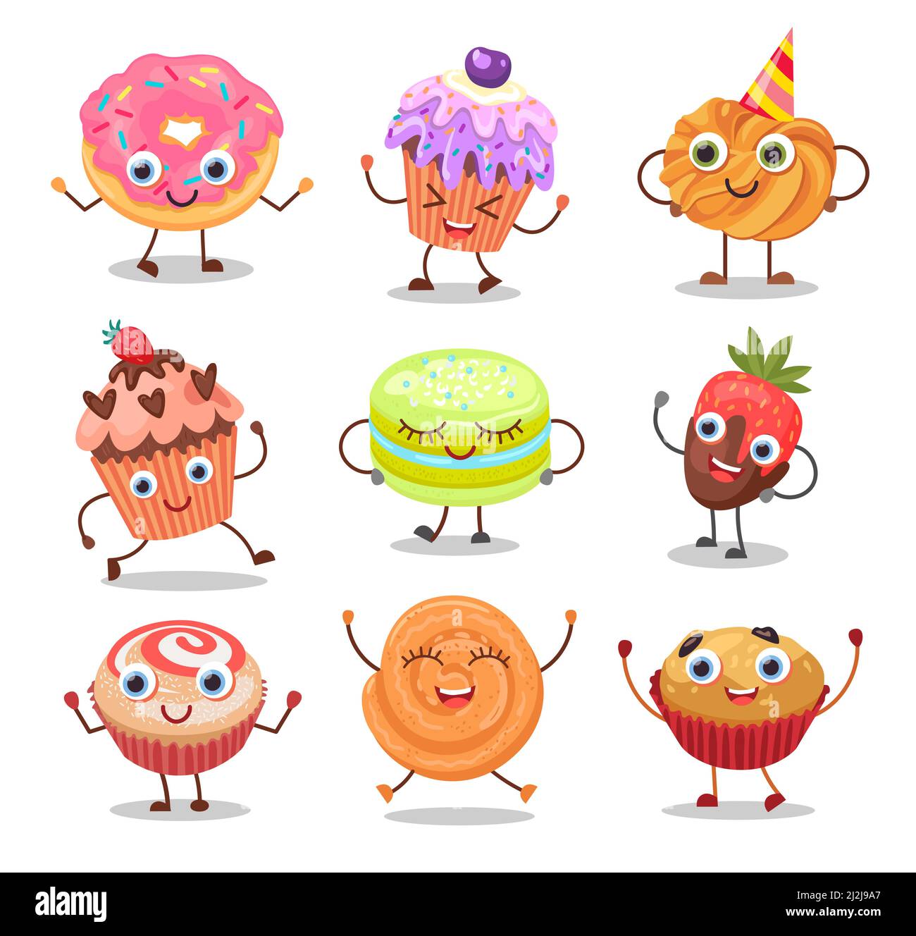 Muffin kawaii cara dibujos animados feliz Imágenes recortadas de stock -  Alamy