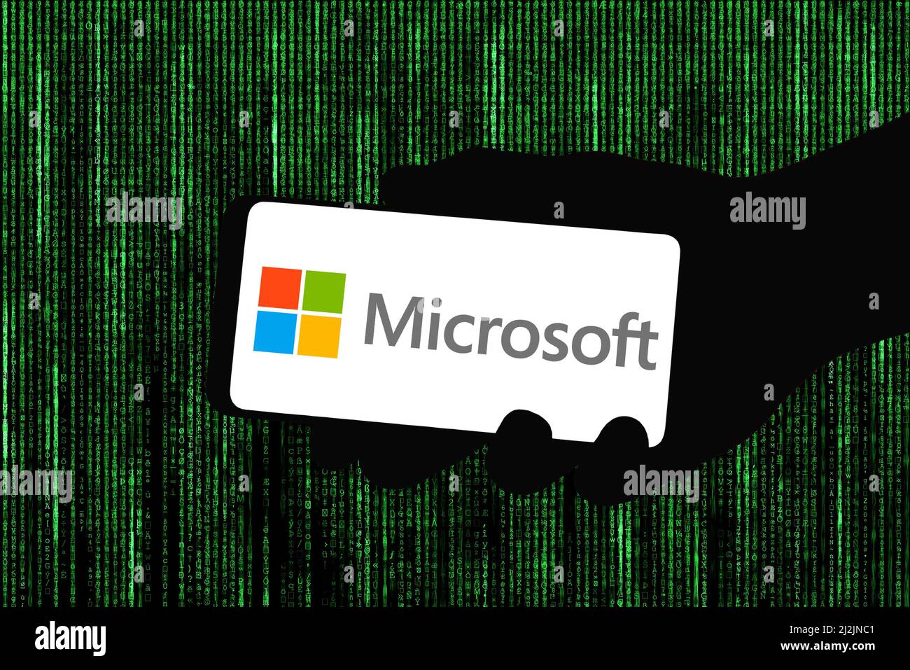 Marca Microsoft en dispositivos móviles Foto de stock