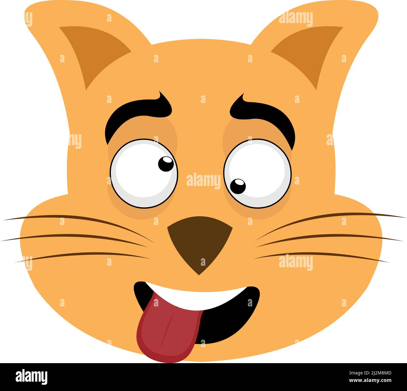 Ilustración vectorial de la cara de un gato de dibujos animados con una  expresión loca y con su lengua hacia fuera Imagen Vector de stock - Alamy