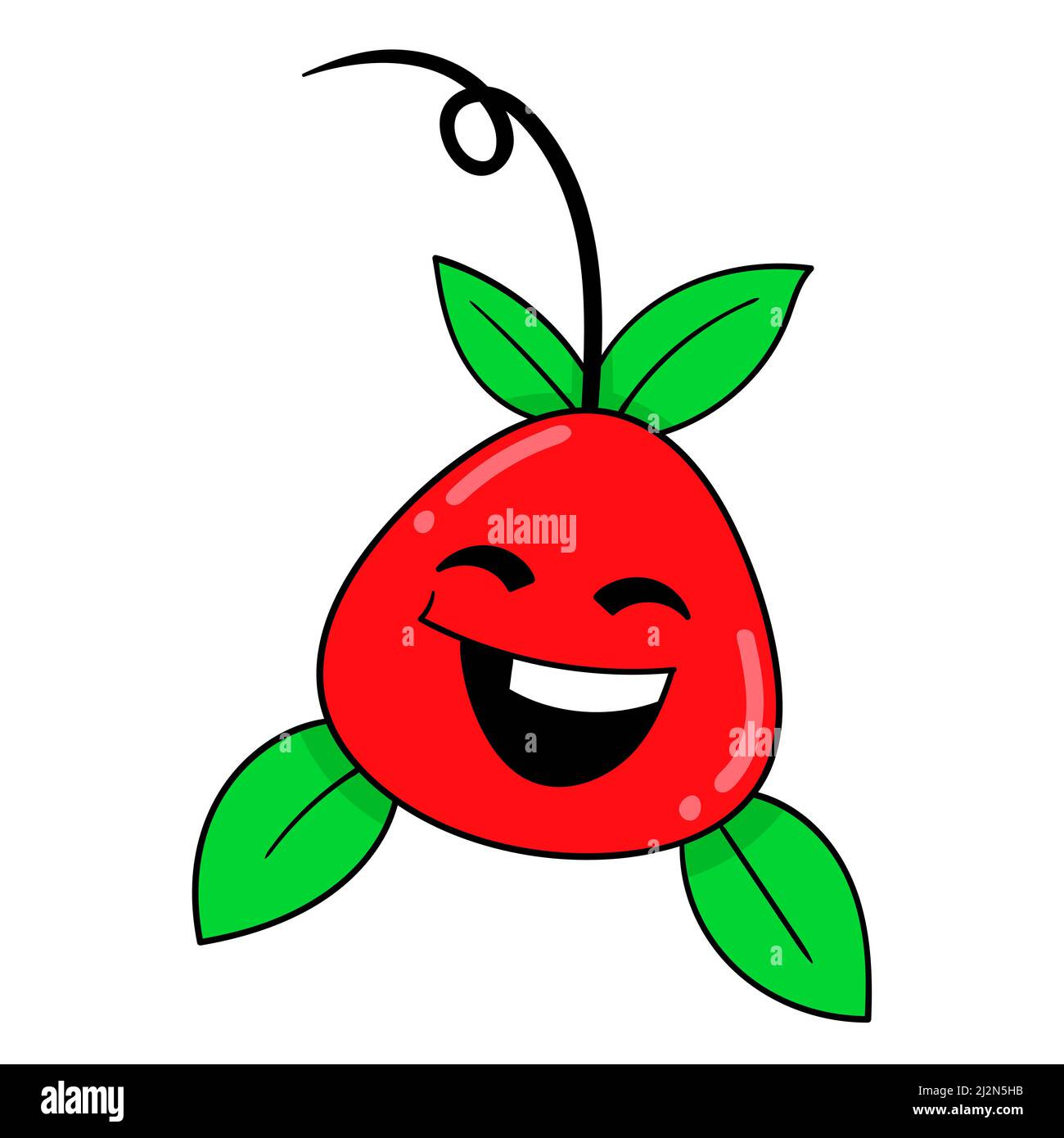 tomate rojo con cara feliz llena de vitaminas Ilustración del Vector