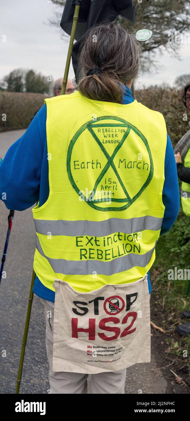 Reino Unido, Inglaterra, Devonshire. 22/03/2019 Moretonhampstead a Exeter pierna de la Rebelión de Extinción “Marcha de la Tierra” a Westminster. Foto de stock