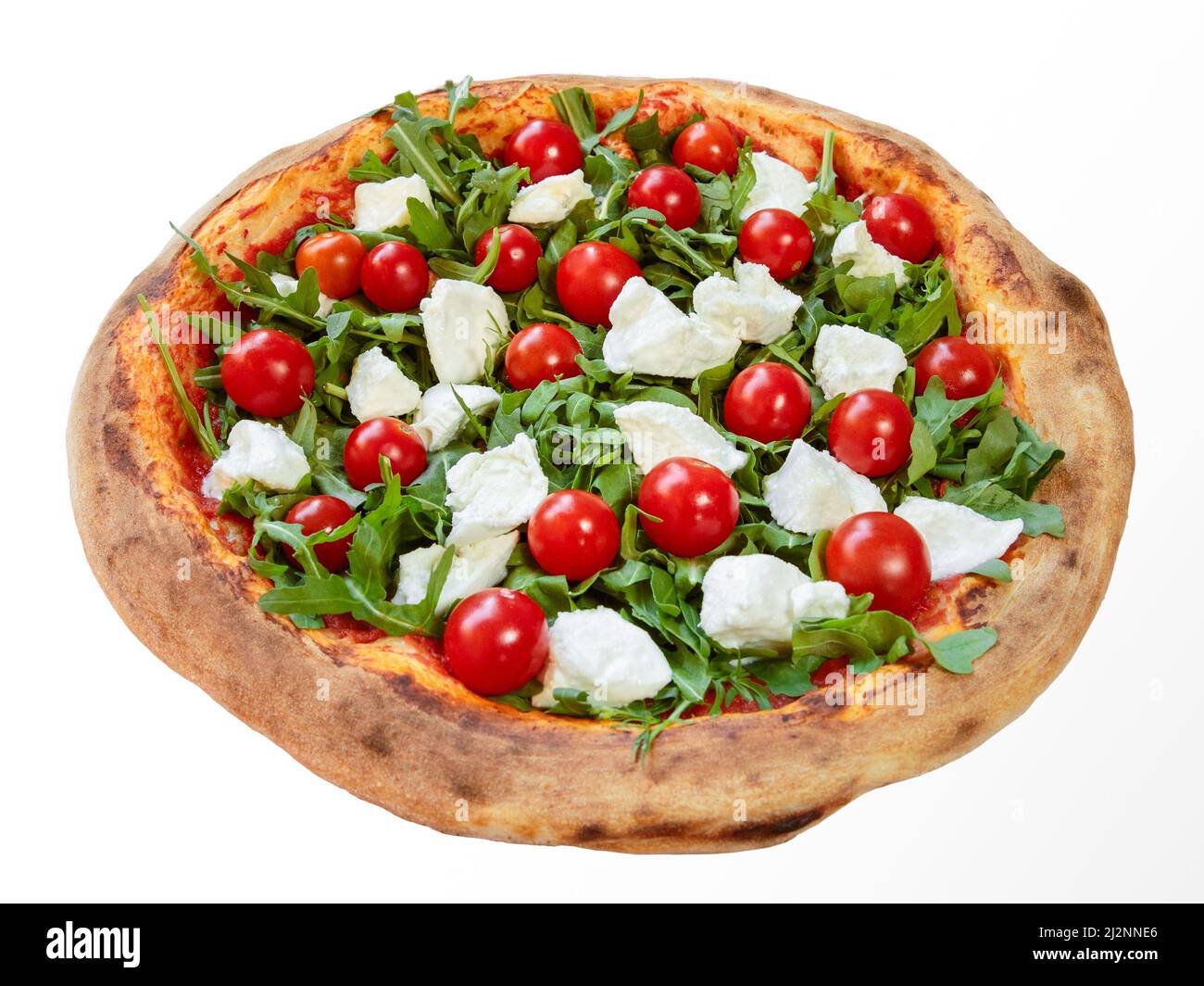 Queso mozzarella bufala y tomates cherry frescos al horno pizza italiana  Fotografía de stock - Alamy