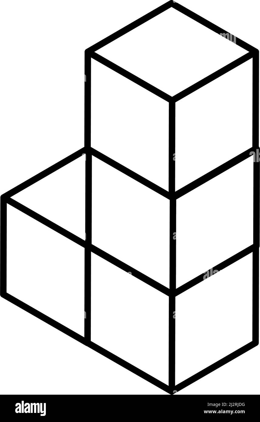 3d cubos isométricos como construcción, construcción, tecnología, arquitectura y icono, símbolo, logotipo. Ilustración vector de stock, Imagen Vector de stock - Alamy