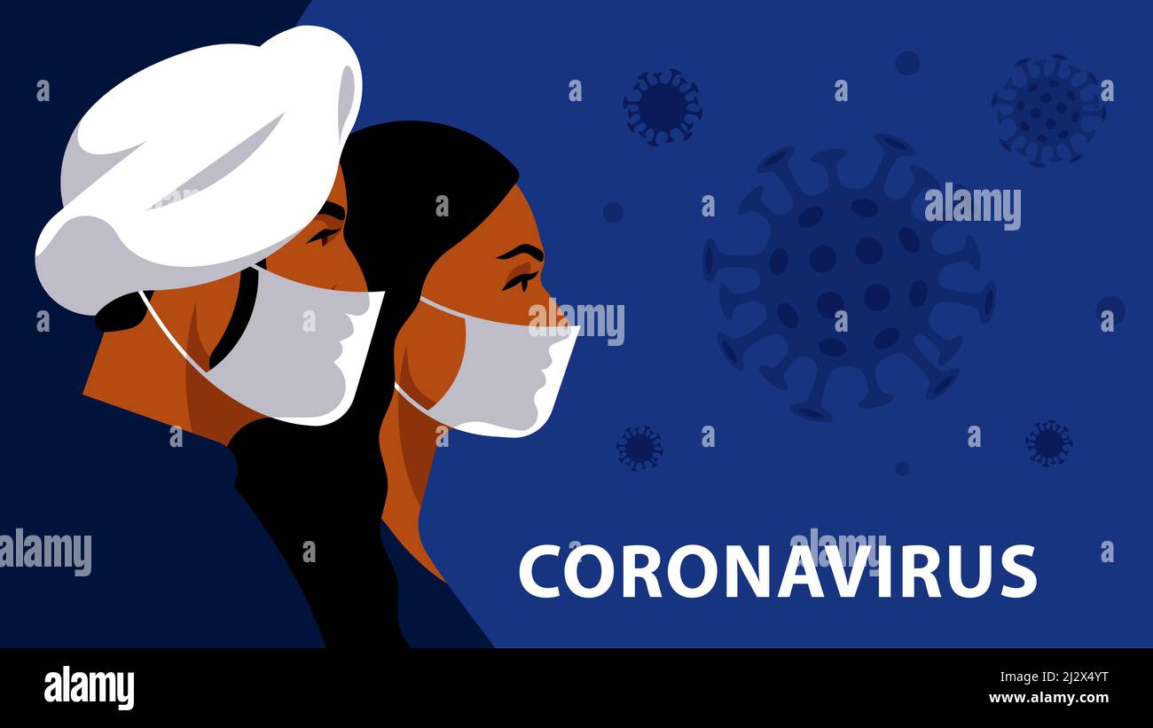 Gente india en máscara respiratoria. Alarma, protección y prevención del coronavirus en la India, el subcontinente indio. La onda se extiende del Coronavirus (SA Ilustración del Vector