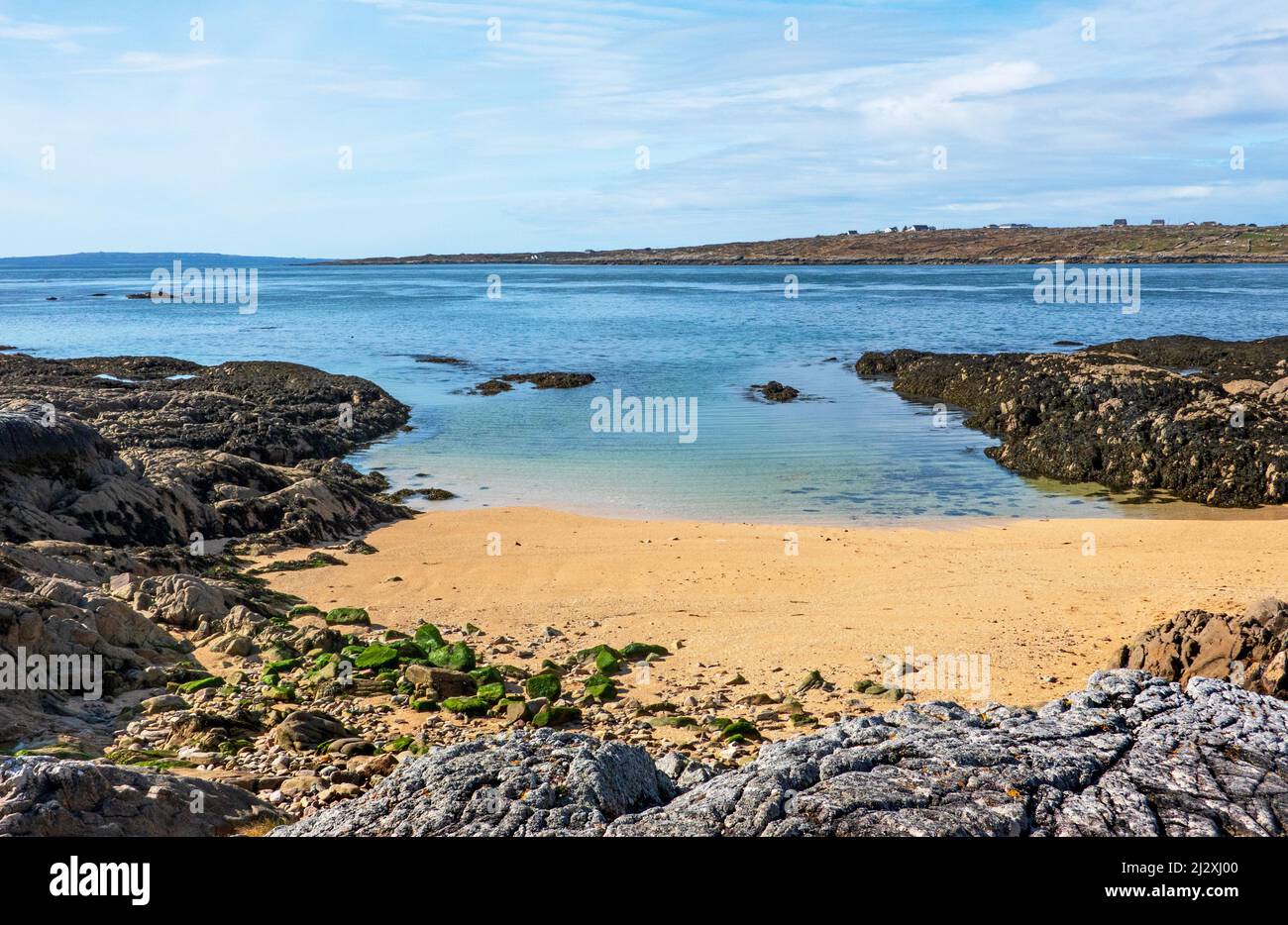 Hermosa vista sobre Coral Beach, Carraroe, Connemara, Co. Galway, Irlanda Foto de stock