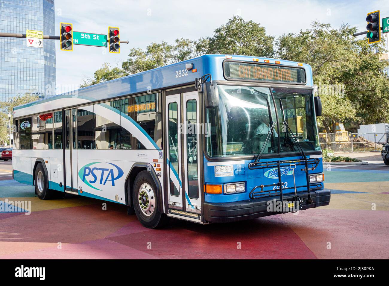 San Petersburgo, Florida, Central Avenue, PSTA autobús transporte público Foto de stock