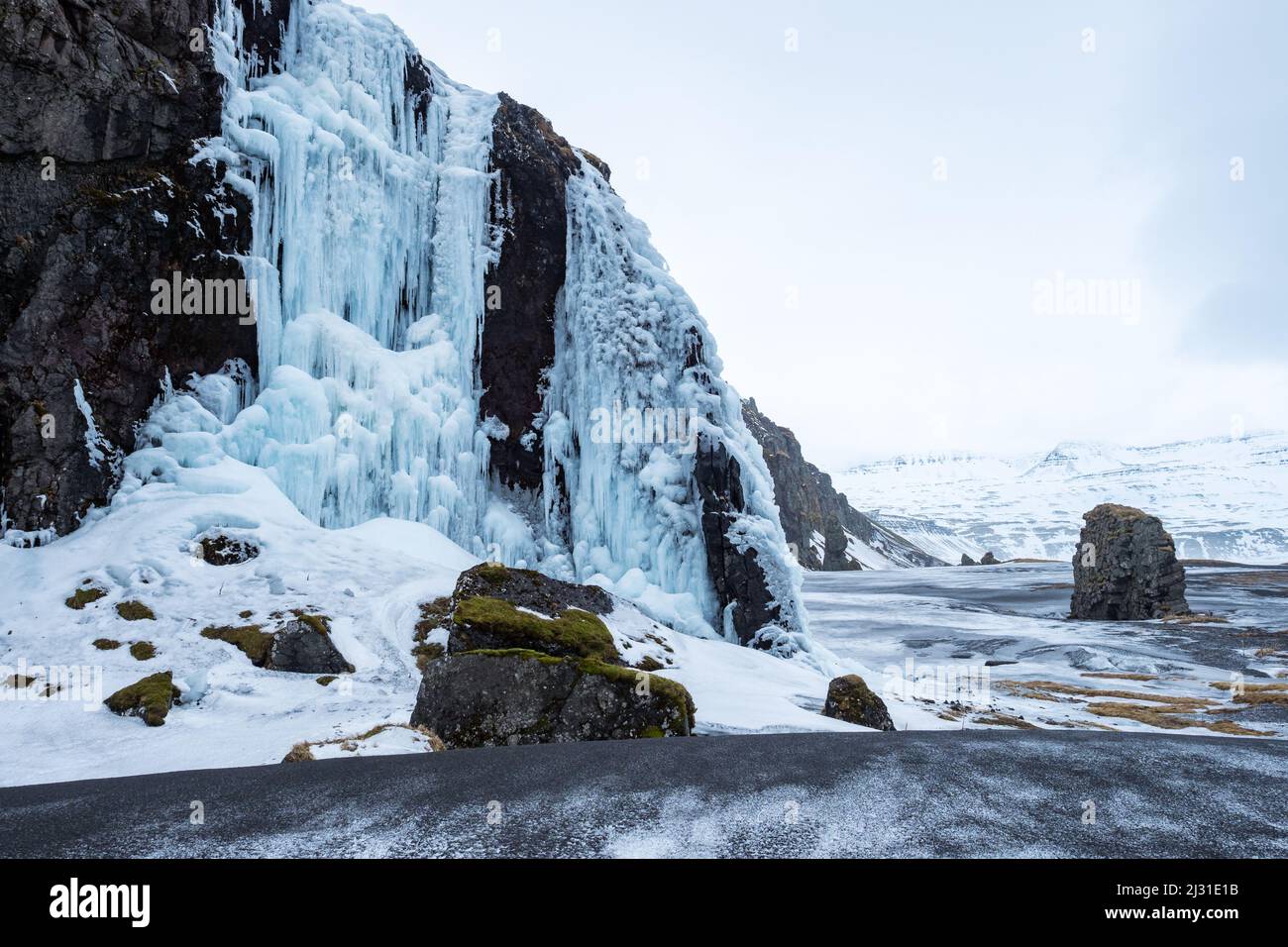 Reserva natural de Hornstrandir, hielo, estructuras rocosas, Hornvik Bay, Islandia, Europa Foto de stock