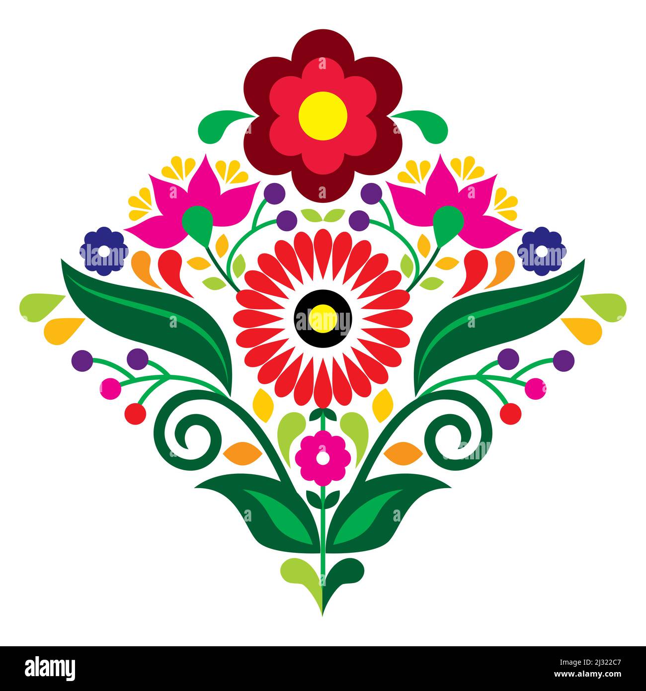 Diseño de vector estilo emboidery mexicano con flores y hojas - forma  cuadrada, tarjeta de felicitación en diseño de invitación, motivo floral  retro Imagen Vector de stock - Alamy