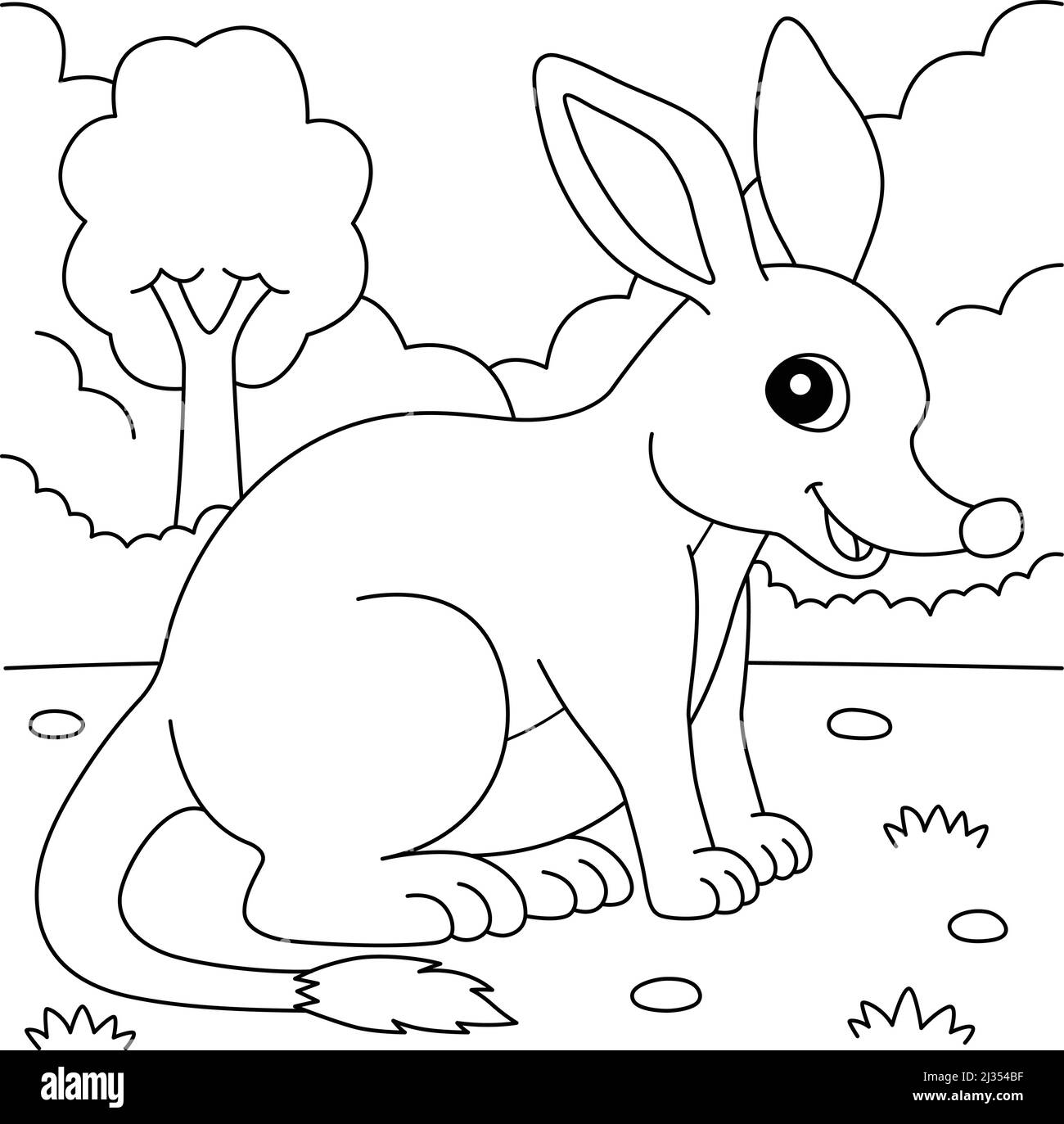 Página Bilby Animal Coloring para niños Ilustración del Vector