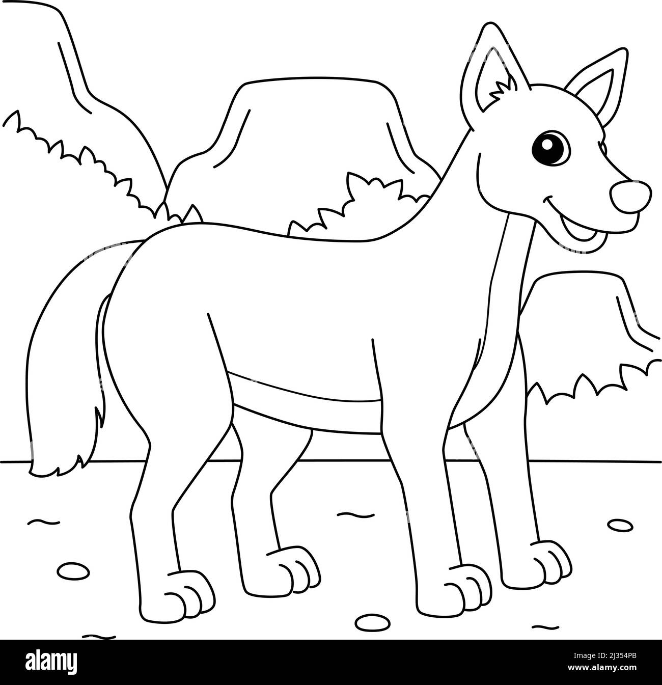 Página de coloreado de animales Dingo para niños Ilustración del Vector