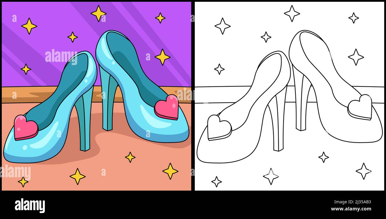 Ilustración de los zapatos Princess con tacones para colorear Imagen Vector  de stock - Alamy