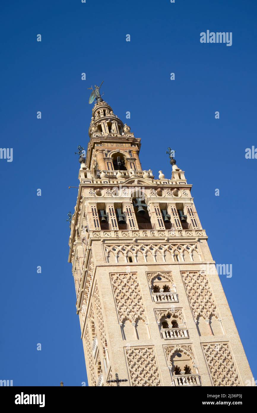 El campanario de la Giralda, Catedral, Sevilla, España Foto de stock