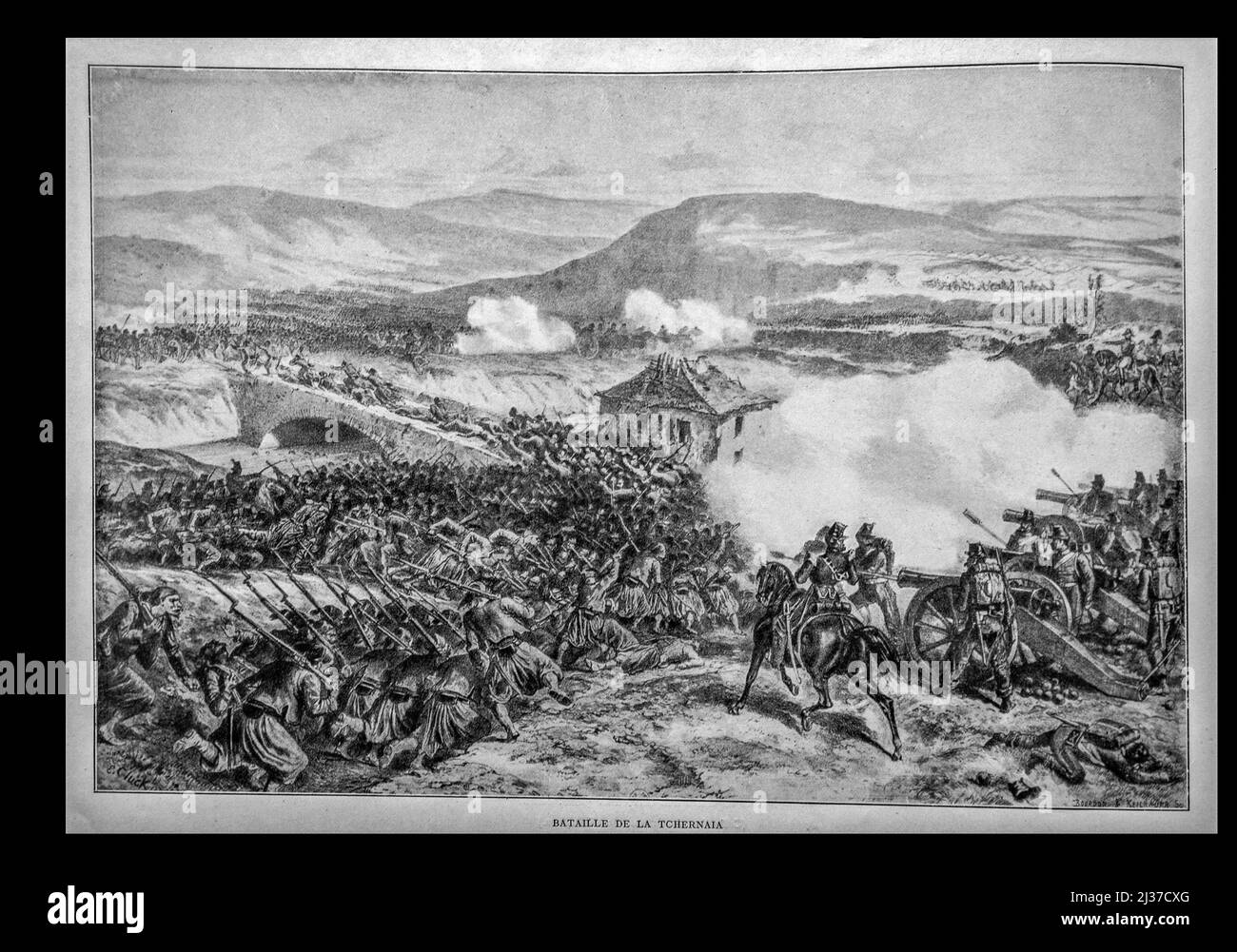 Guerra de Crimea - La batalla de Chernaya (también Tchernaia; ruso: Batalla del río Negro) fue una batalla por el río Chornaya luchada durante el Foto de stock